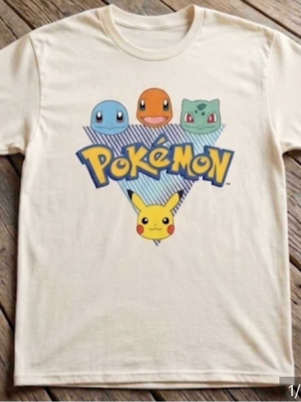 Pokemon Cream Graphic Shirt Men’s Size Medium New